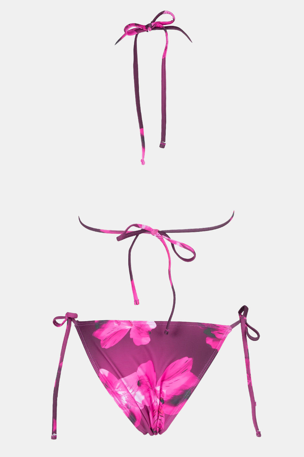 RAFAELLA – Floraler Triangel-Bikini mit verspielten Bändern - Magenta