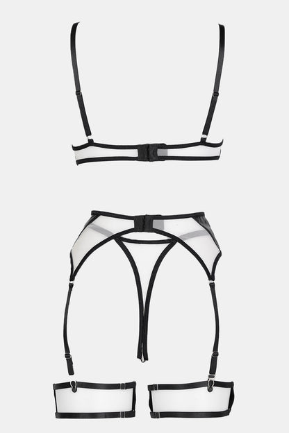 CHARLOTTE – Verführerisches Lederoptik-Lingerie-Set mit Bügel &amp; Strapsen