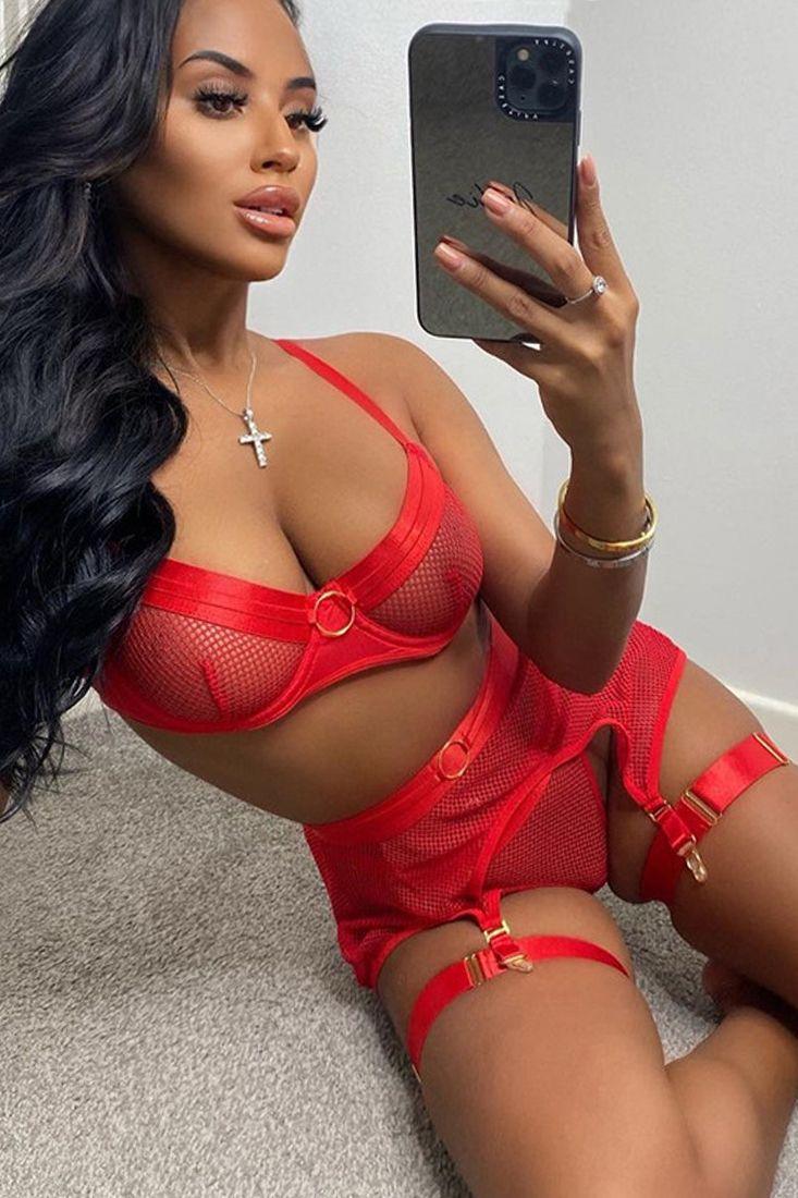 Éloïse Renard® | Rotes Netz-BH-Dessous-Set